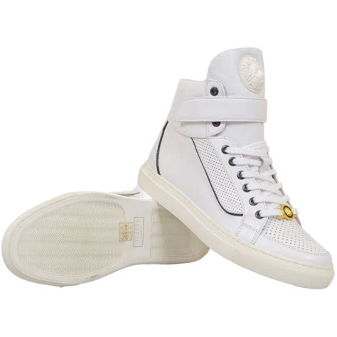 versace versus lion head leather white high-top trainers|Trainers Versus Versace .